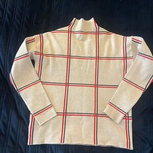 Tahari Red and Black Accented Sweater